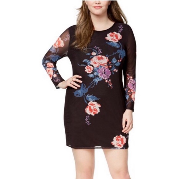 Say What? Black floral print bodycon dress - Picture 2 of 7